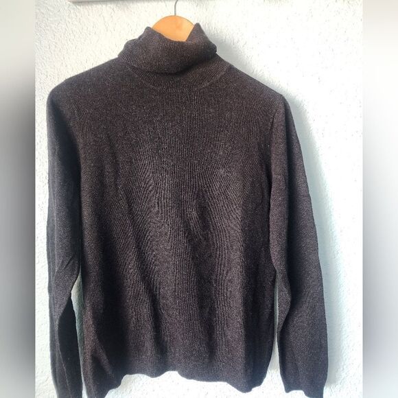 Ralph Lauren Silk Cashmere Black Turtleneck Sweater with Cozy Cowl Neck - Picture 1 of 10